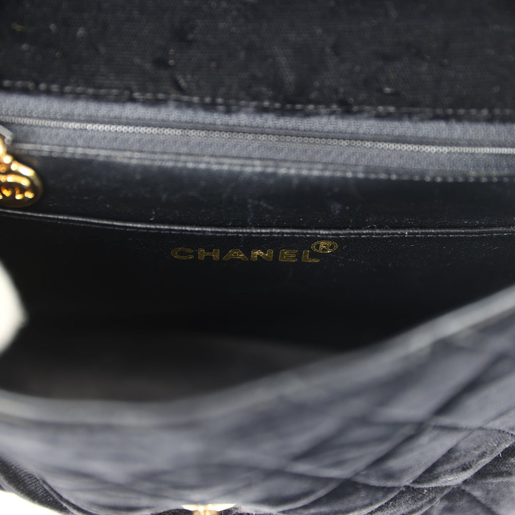 Chanel Vintage Mini Square Flap Bag Black Velvet Gold Hardware