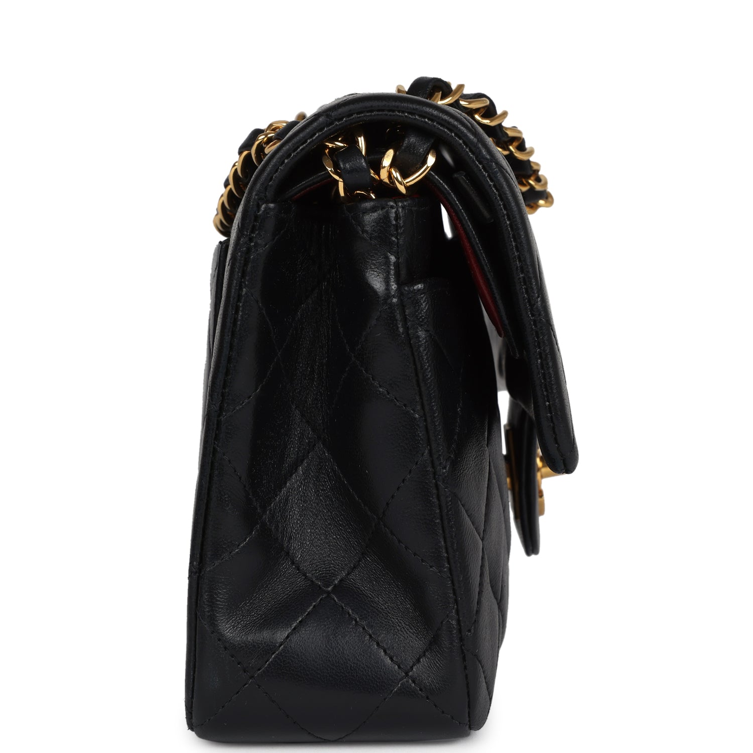 Chanel Vintage Small Classic Double Flap Black Lambskin Gold Hardware