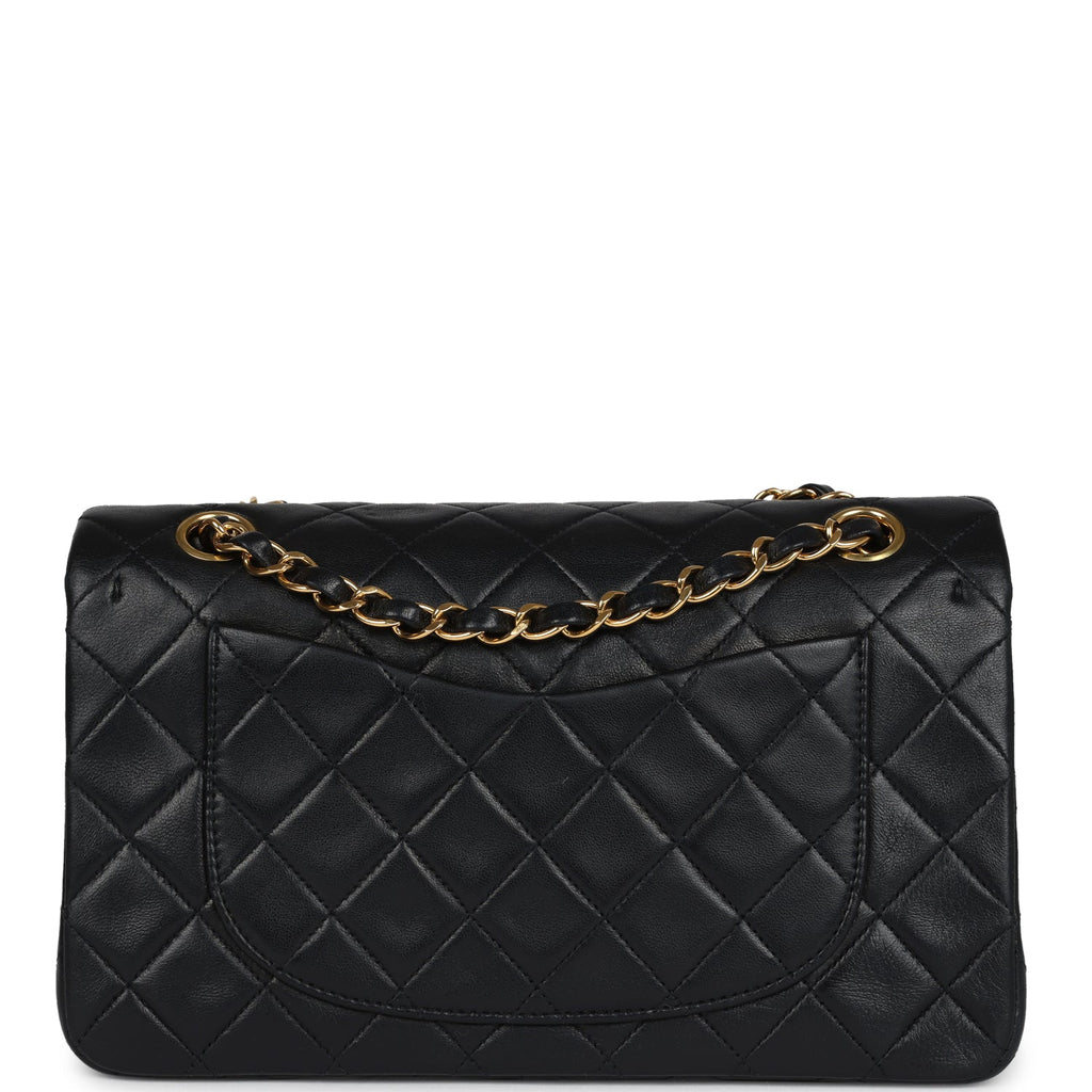 Chanel Vintage Small Classic Double Flap Black Lambskin Gold Hardware