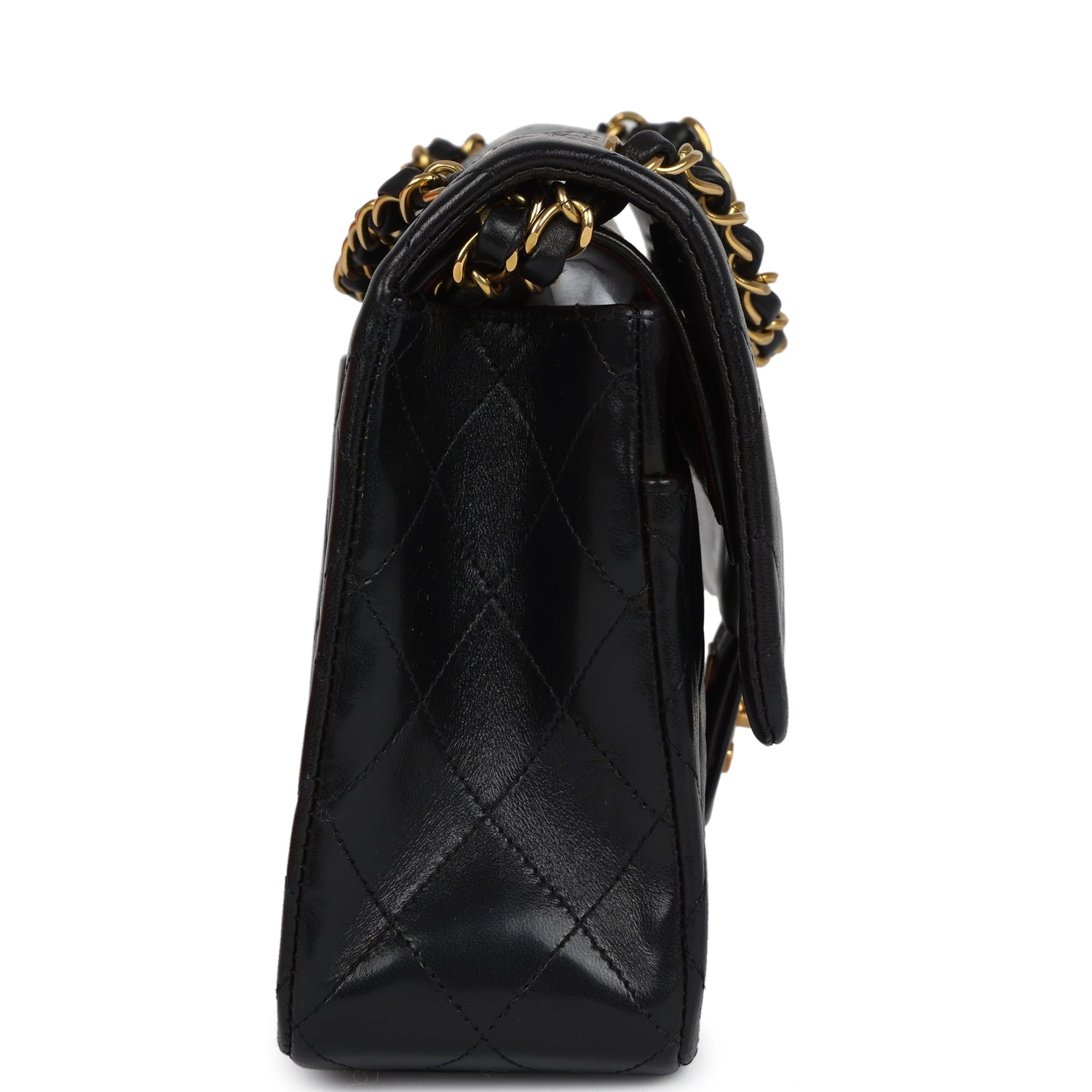 Chanel Vintage Medium Classic Double Flap Bag Black Lambskin Gold Hardware