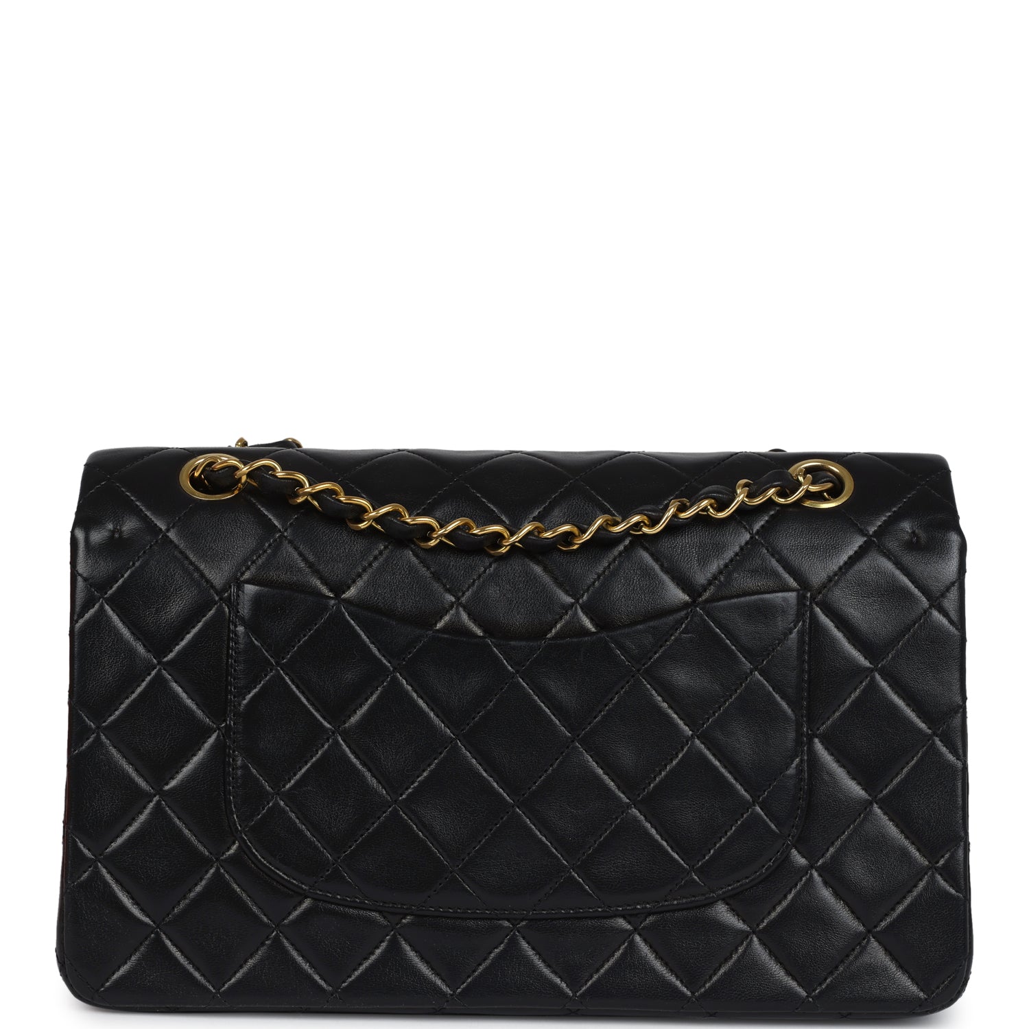 Chanel Vintage Medium Classic Double Flap Bag Black Lambskin Gold Hardware