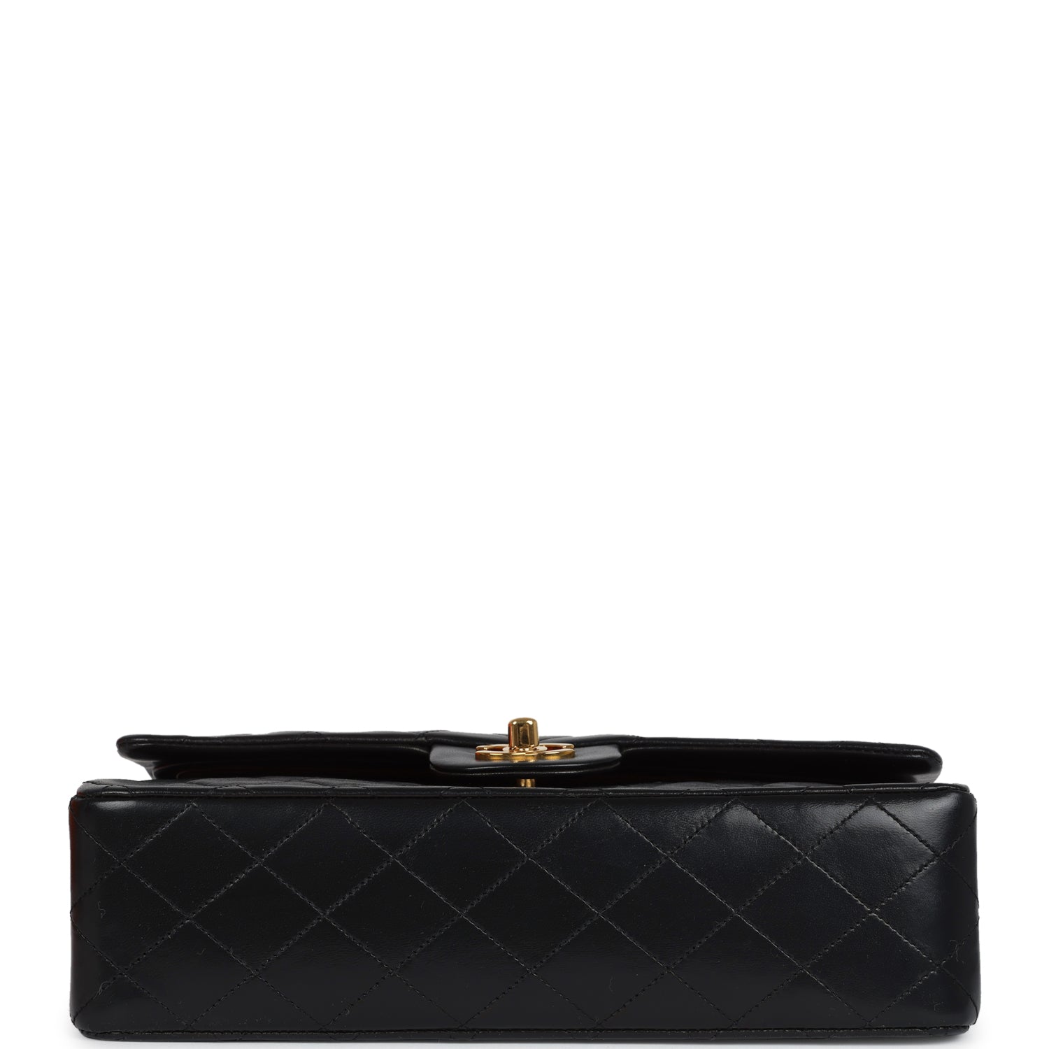 Chanel Vintage Medium Classic Double Flap Bag Black Lambskin Gold Hardware