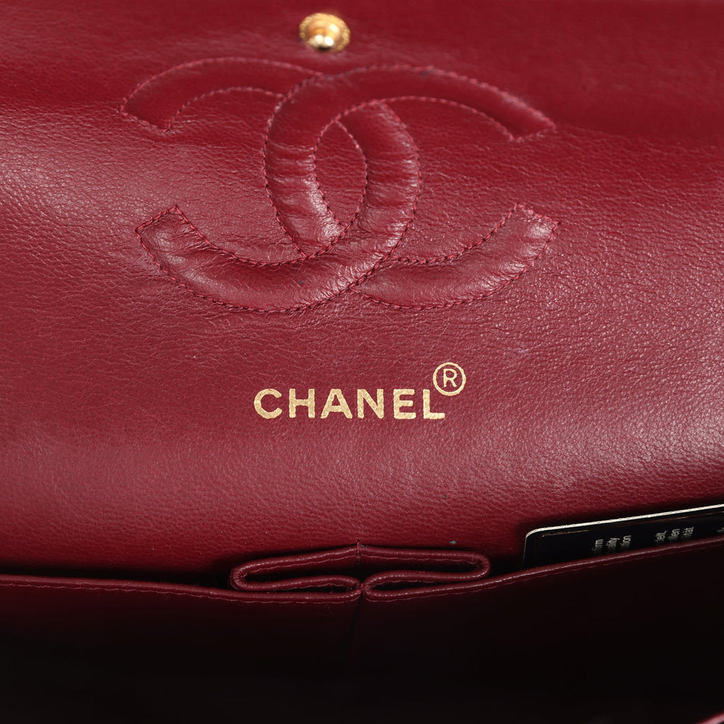 Chanel Vintage Medium Classic Double Flap Bag Black Lambskin Gold Hardware