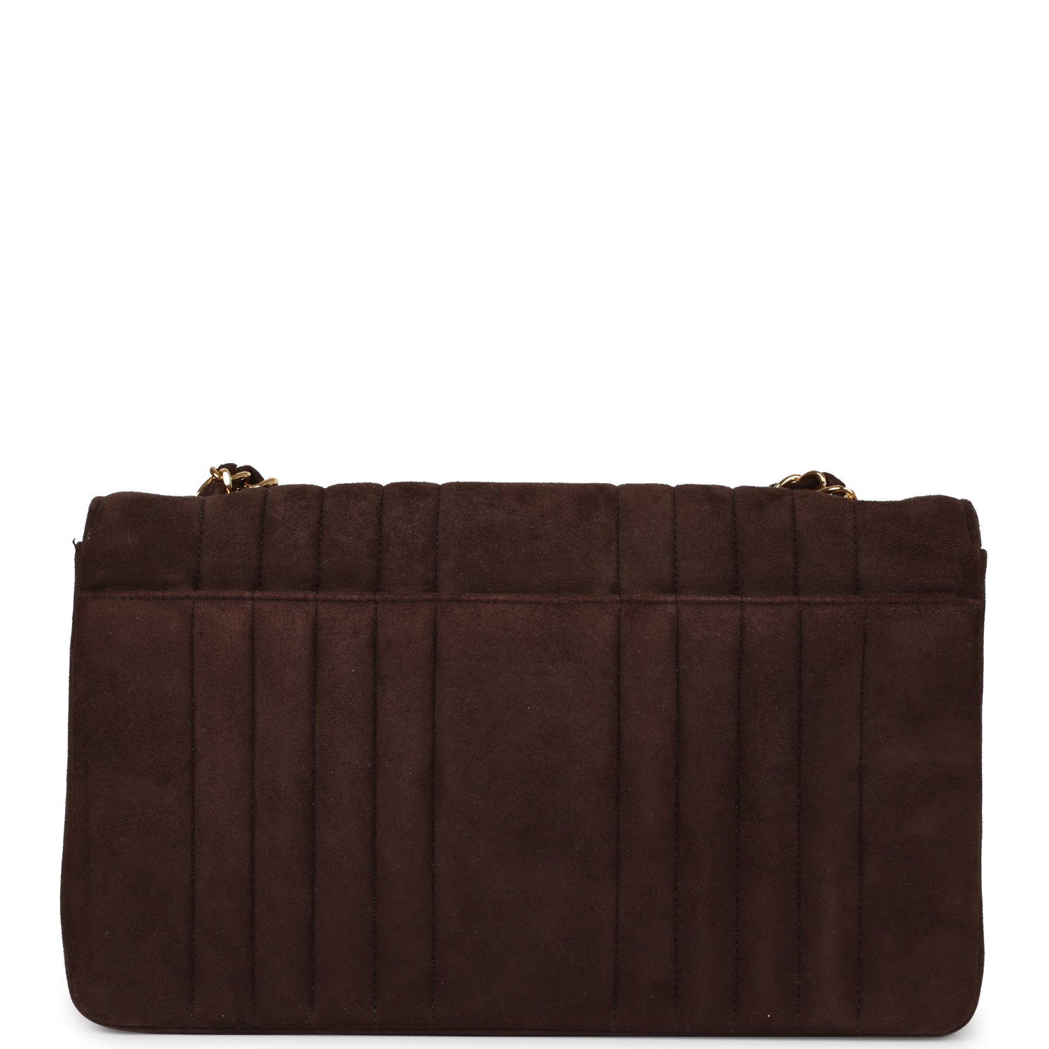 Chanel Vintage Medium Vertical Flap Bag Brown Suede Gold Hardware