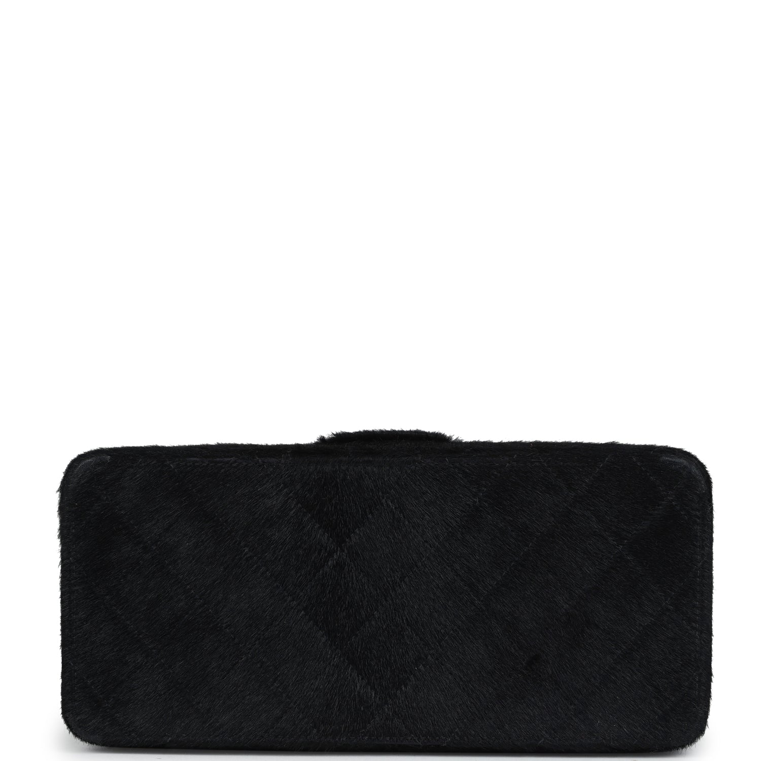 Chanel Vintage Rectangular Vanity Box Black Pony Hair Antique Gold Hardware