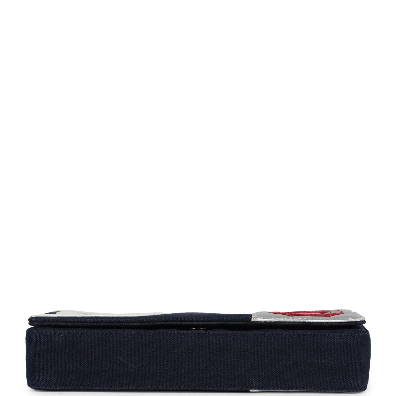 Chanel Vintage N0.5 Chain Shoulder Bag Navy, Silver, Red Canvas Silver Hardware