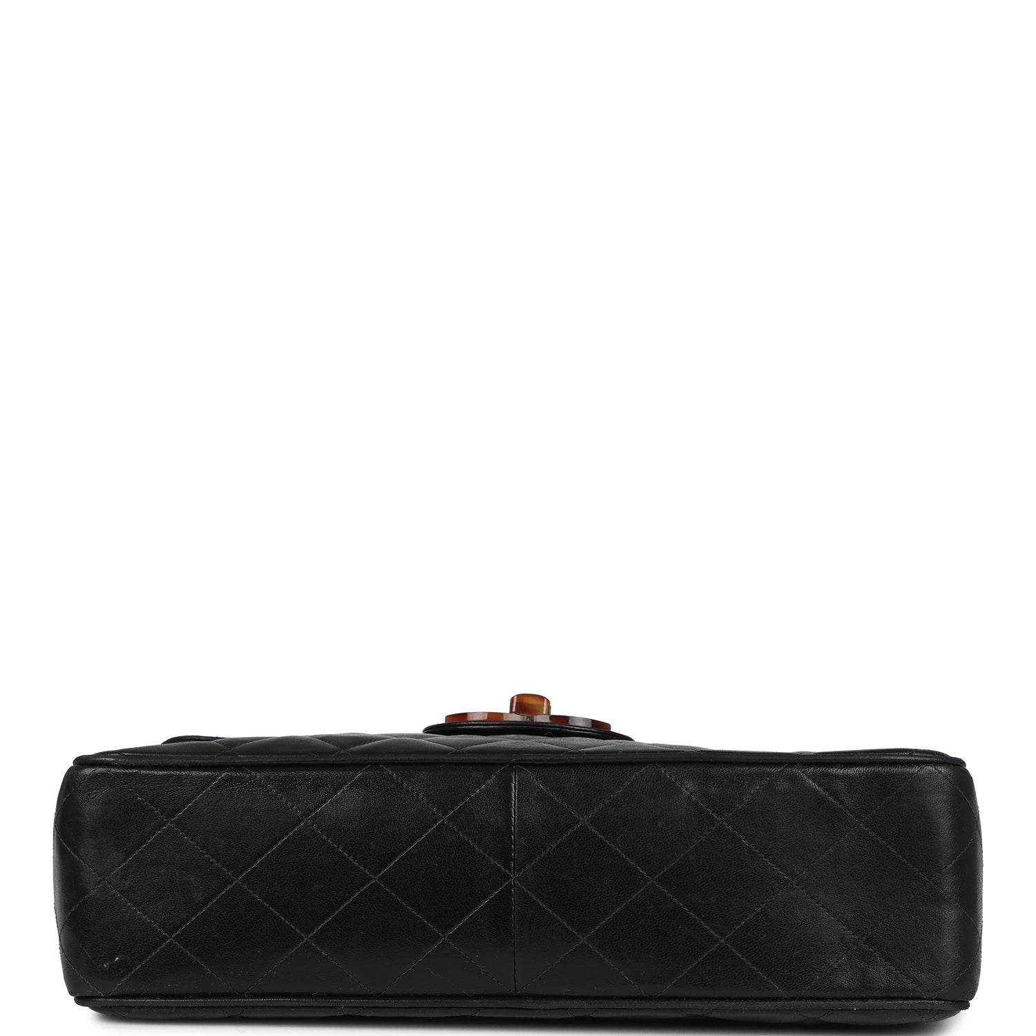Chanel Vintage Jumbo Single Flap Bag Black Lambskin Tortoiseshell Bakelite Hardware