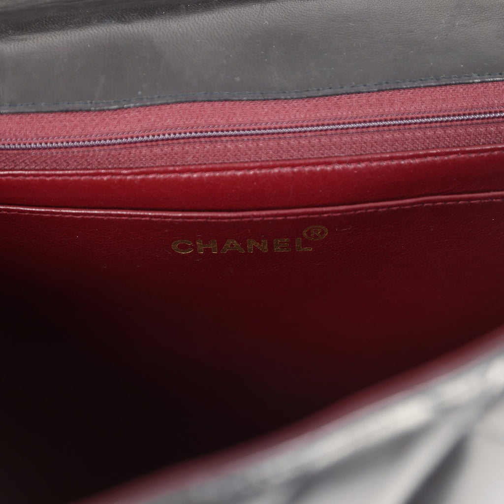 Chanel Vintage Jumbo Single Flap Bag Black Lambskin Tortoiseshell Bakelite Hardware