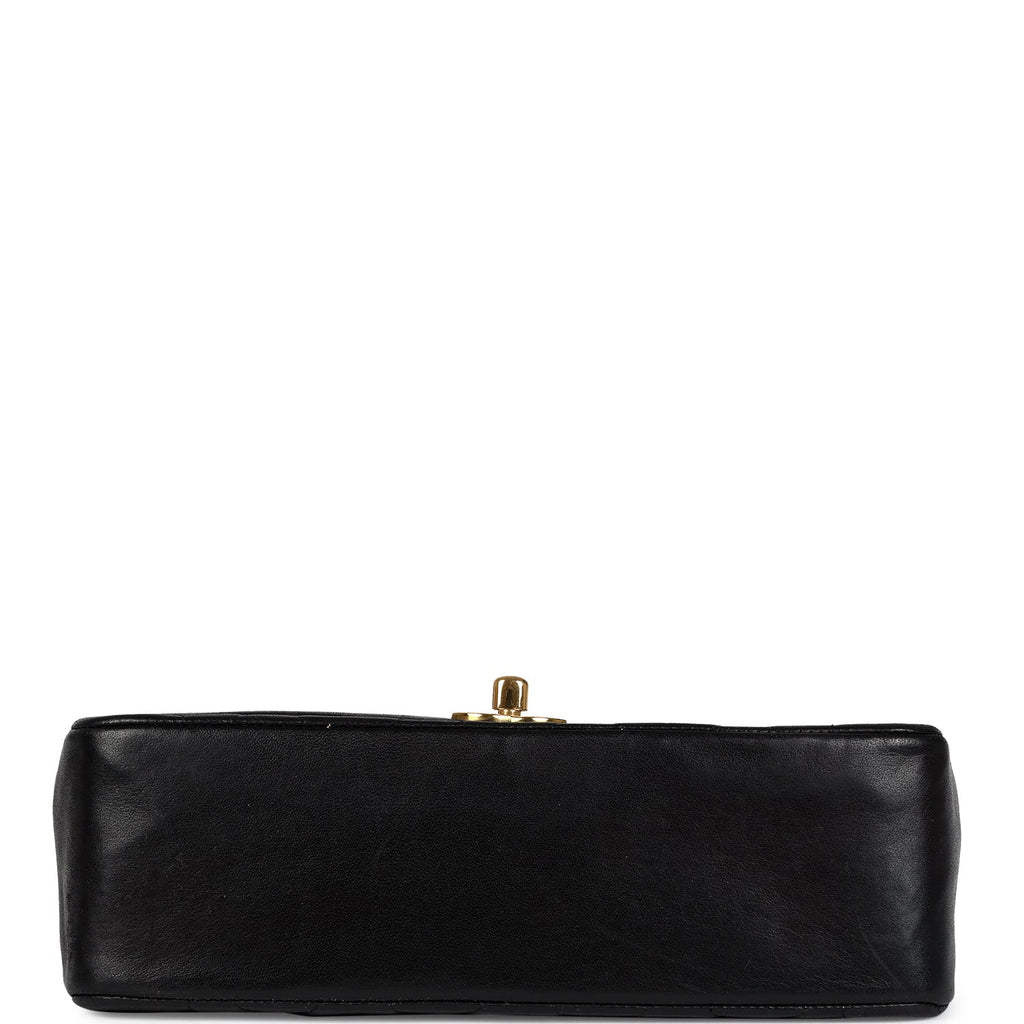 Chanel Vintage Small Diana Flap Bag Black Lambskin Gold Hardware