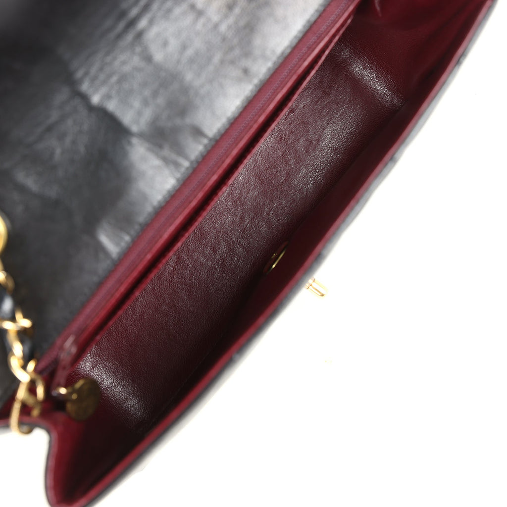 Chanel Vintage Small Diana Flap Bag Black Lambskin Gold Hardware