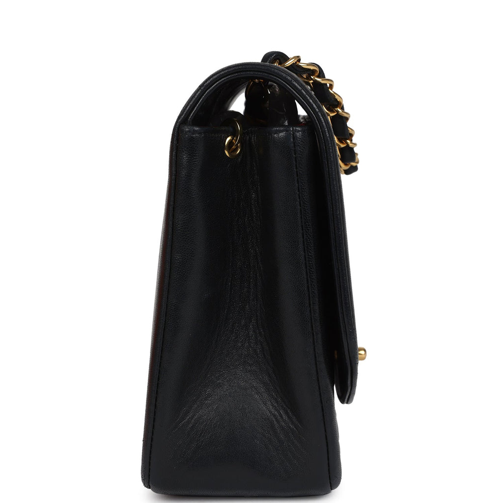 Chanel Vintage Medium Diana Flap Bag Black Lambskin Gold Hardware