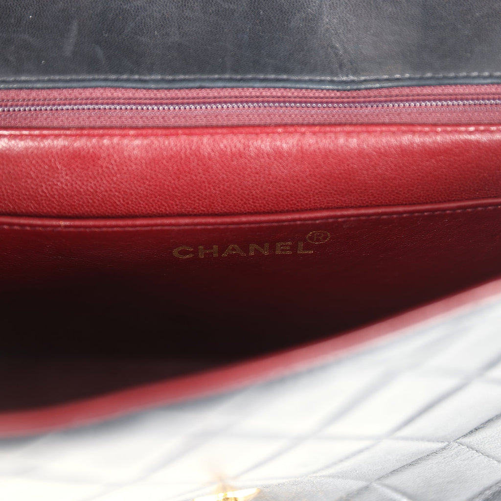 Chanel Vintage Medium Diana Flap Bag Black Lambskin Gold Hardware