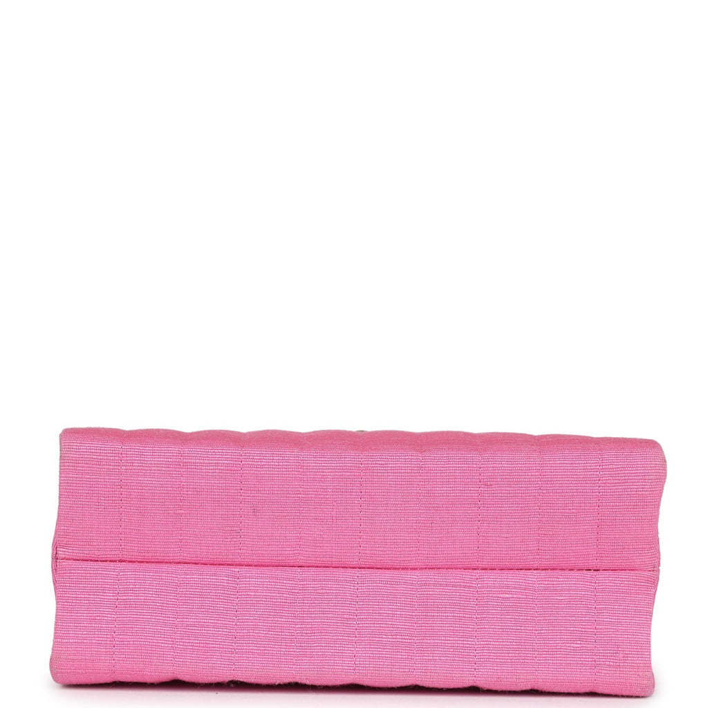 Chanel Vintage Vertical Mademoiselle Shoulder Bag Pink Linen Gold Hardware