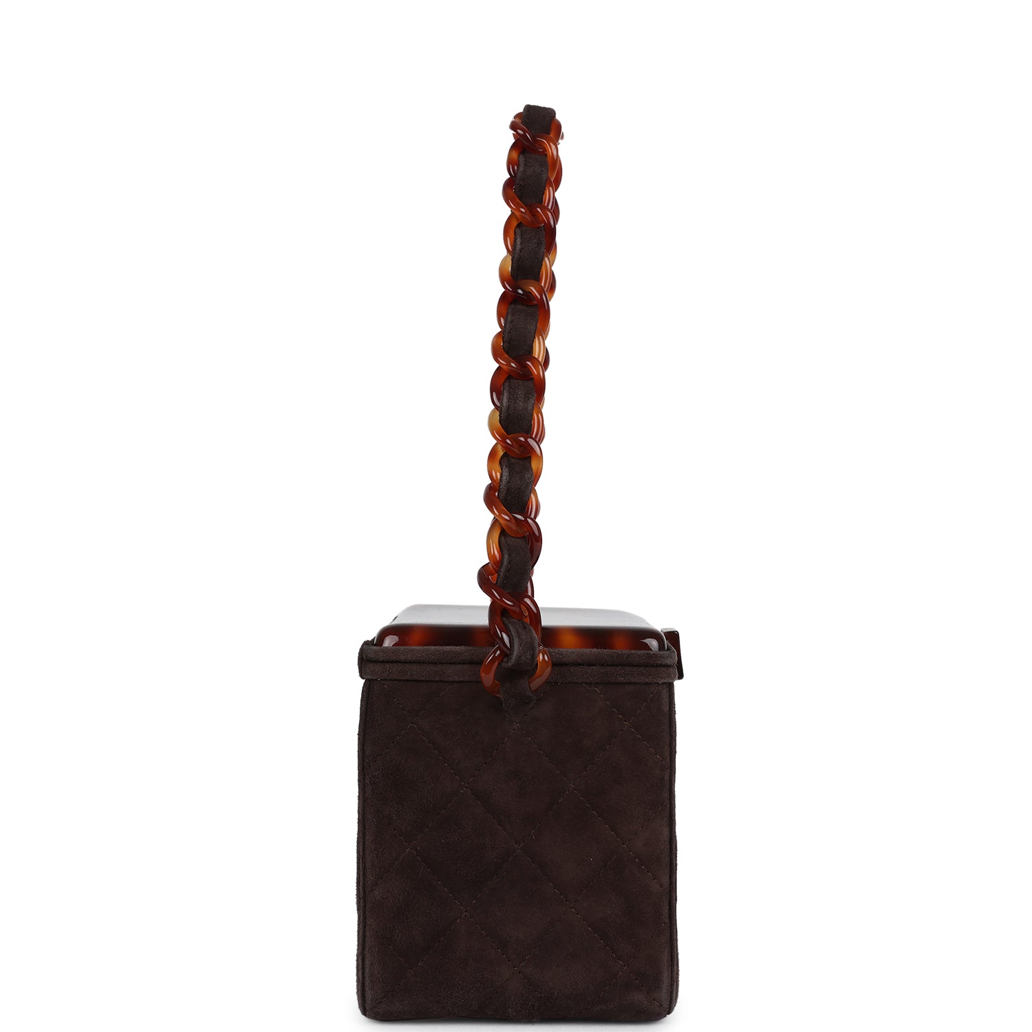 Chanel Vintage Vanity Box Bag Brown Suede and Tortoiseshell Bakelite Hardware