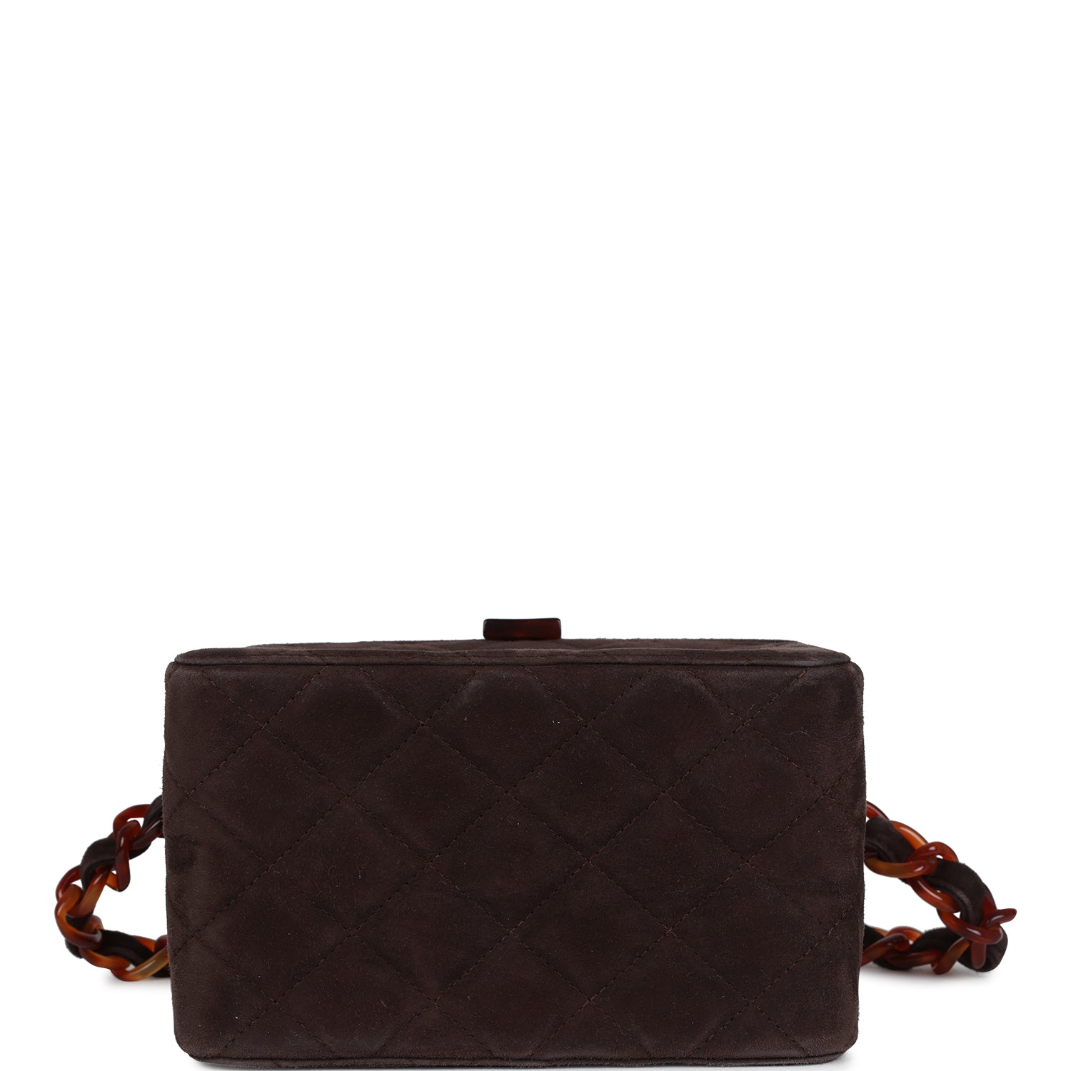 Chanel Vintage Vanity Box Bag Brown Suede and Tortoiseshell Bakelite Hardware