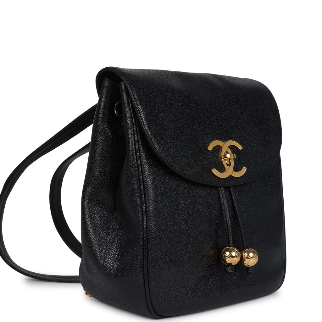 Chanel Vintage Medium CC Backpack Black Caviar Gold Hardware
