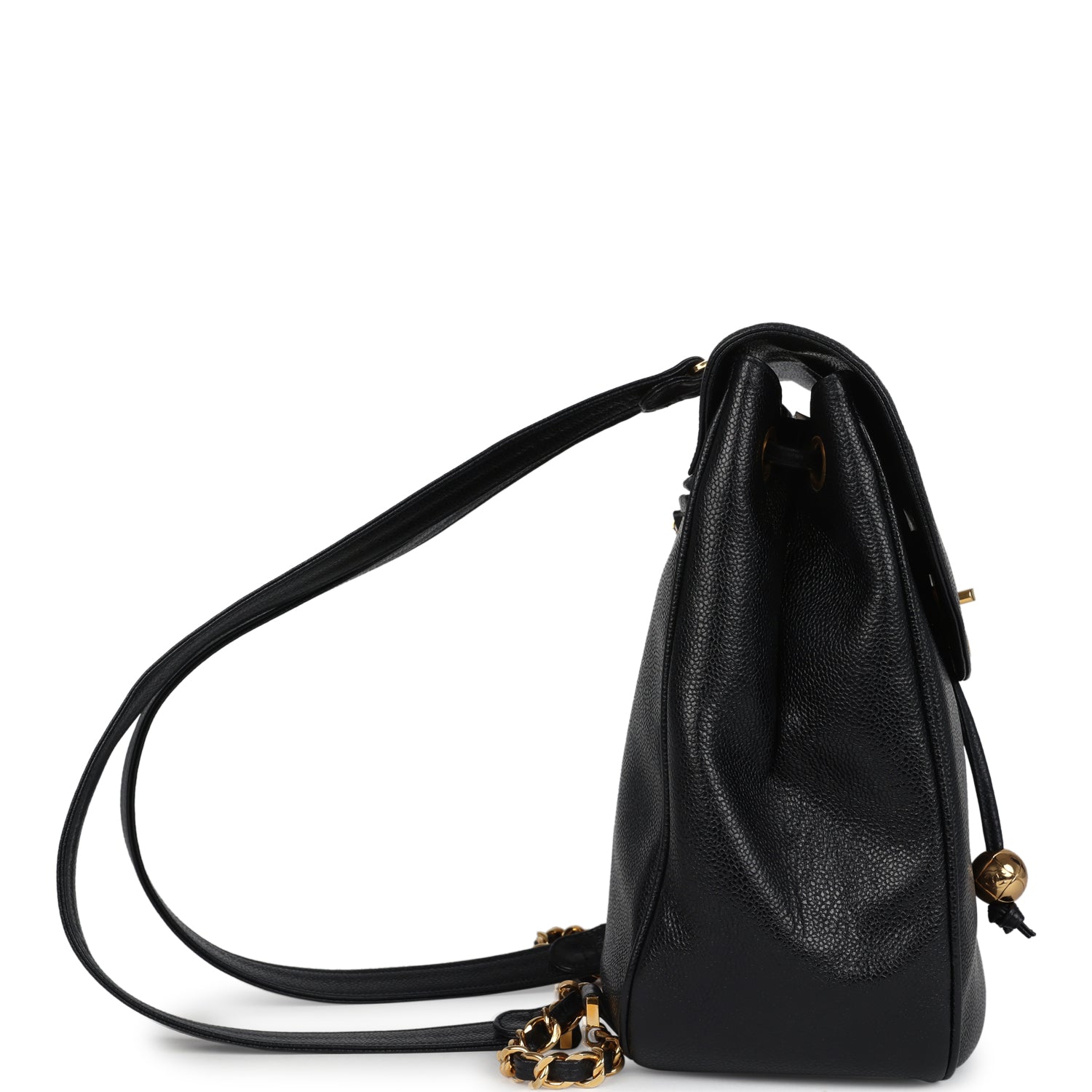 Chanel Vintage Medium CC Backpack Black Caviar Gold Hardware