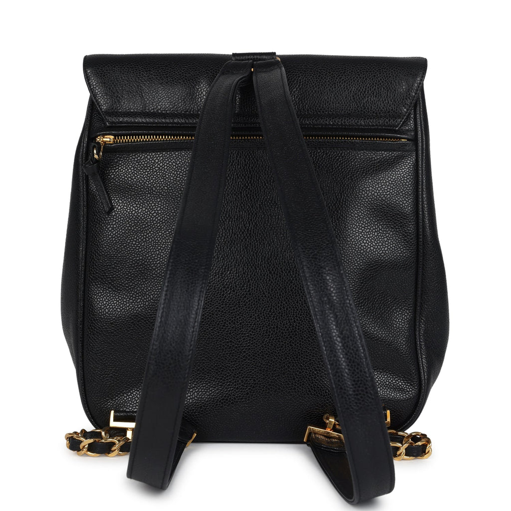 Chanel Vintage Medium CC Backpack Black Caviar Gold Hardware