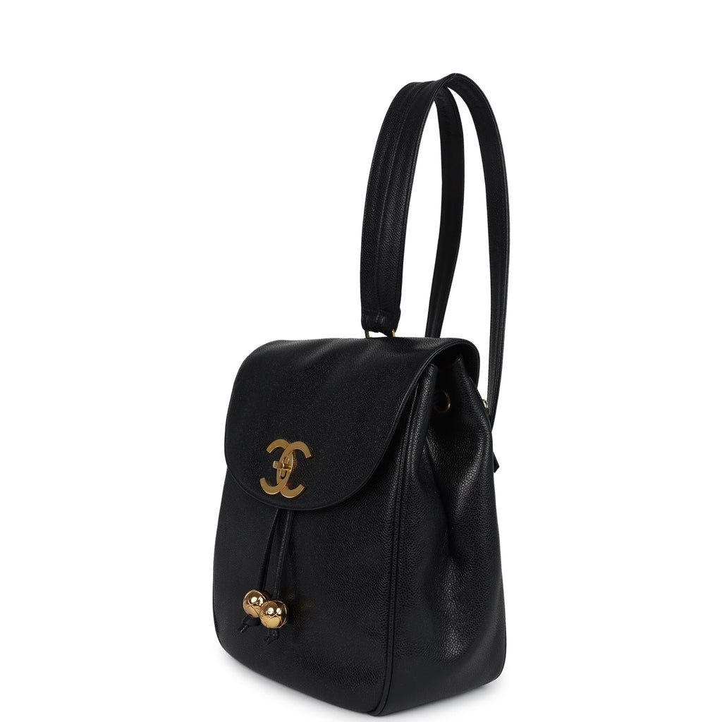 Chanel Vintage Medium CC Backpack Black Caviar Gold Hardware