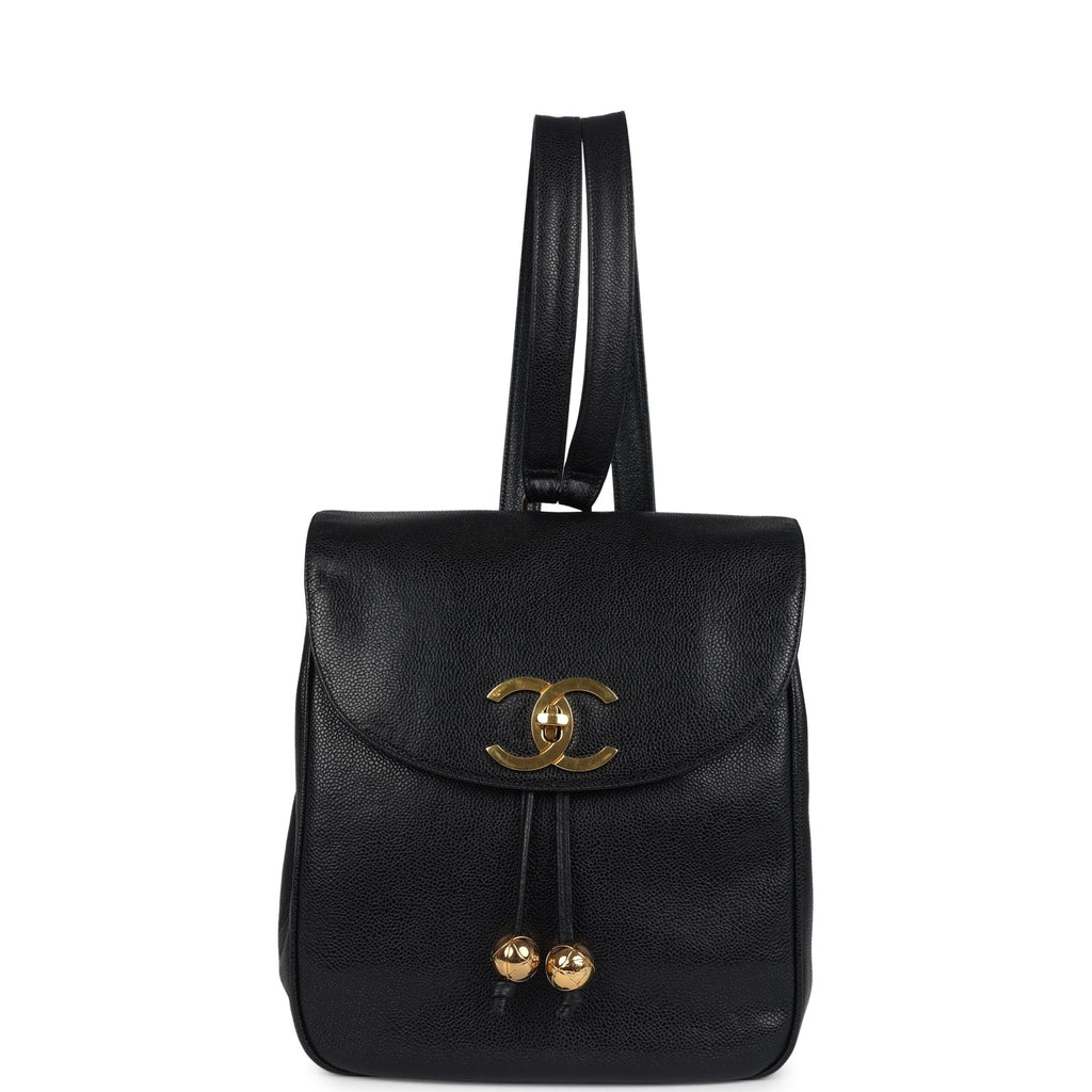 Chanel Vintage Medium CC Backpack Black Caviar Gold Hardware