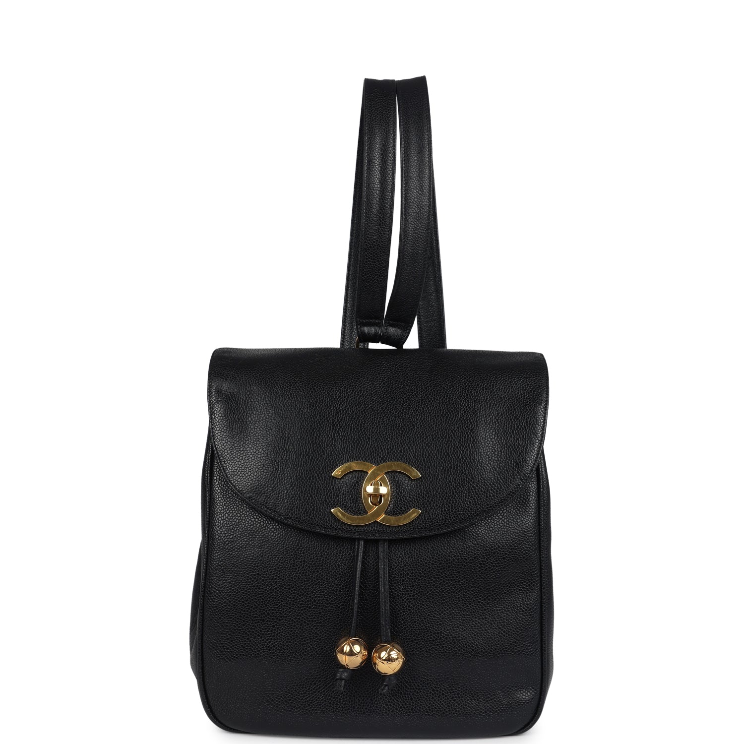 Chanel Vintage Medium CC Backpack Black Caviar Gold Hardware