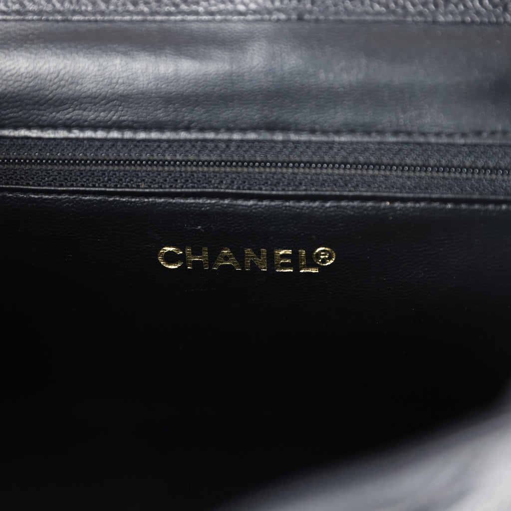 Chanel Vintage Medium CC Backpack Black Caviar Gold Hardware