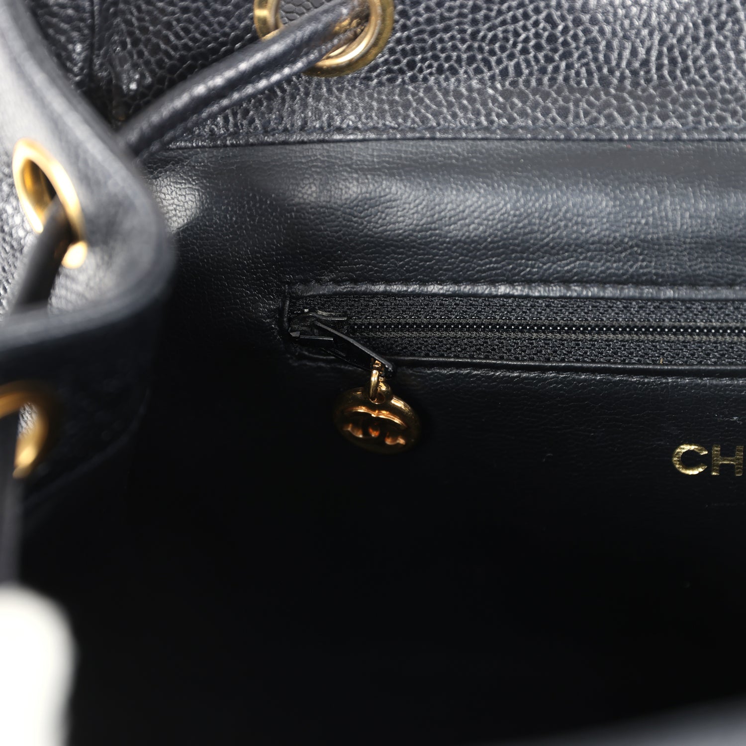 Chanel Vintage Medium CC Backpack Black Caviar Gold Hardware