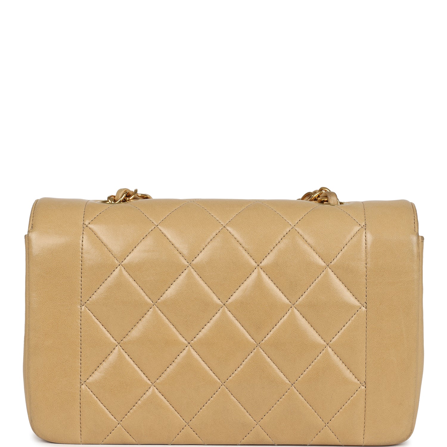 Chanel Vintage Small Diana Flap Bag Beige Lambskin Gold Hardware