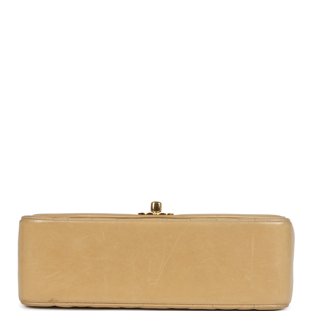 Chanel Vintage Small Diana Flap Bag Beige Lambskin Gold Hardware