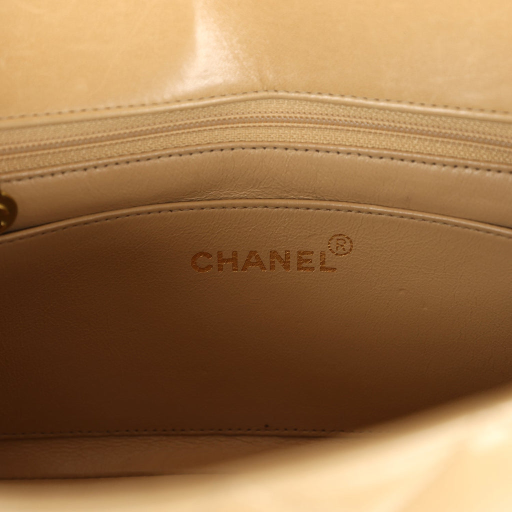 Chanel Vintage Small Diana Flap Bag Beige Lambskin Gold Hardware