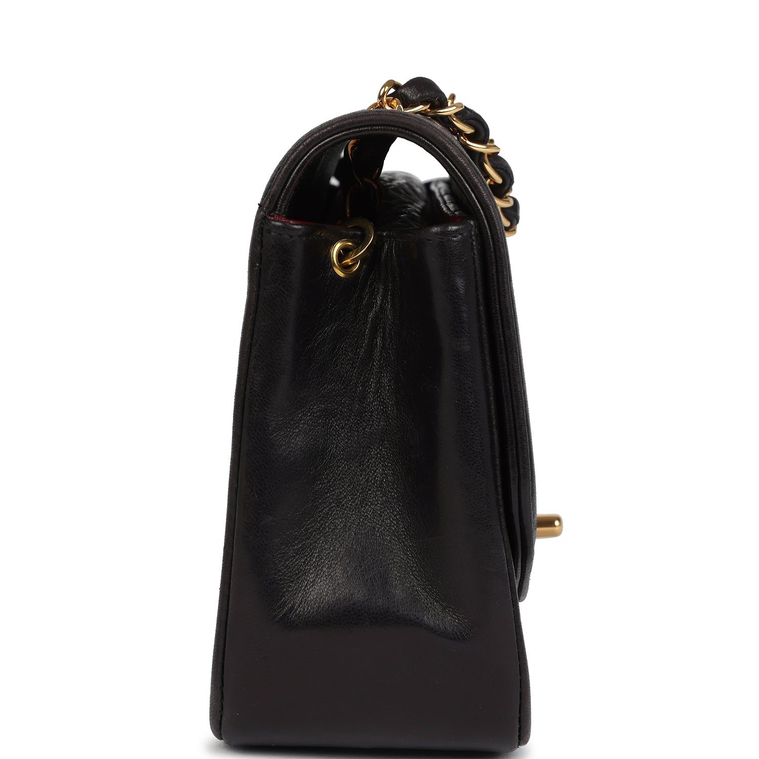 Chanel Vintage Small Diana Flap Bag Black Lambskin Gold Hardware
