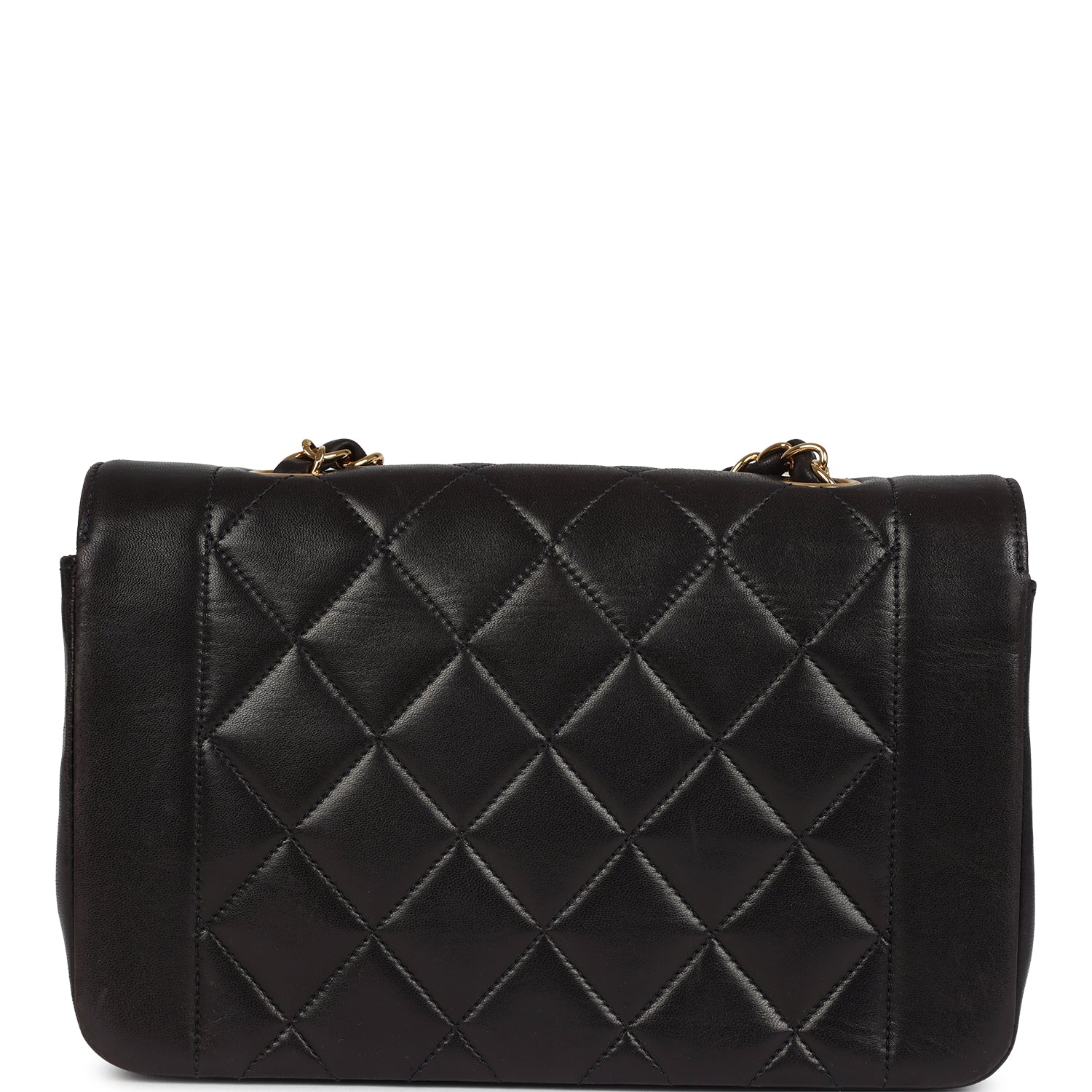 Chanel Vintage Small Diana Flap Bag Black Lambskin Gold Hardware