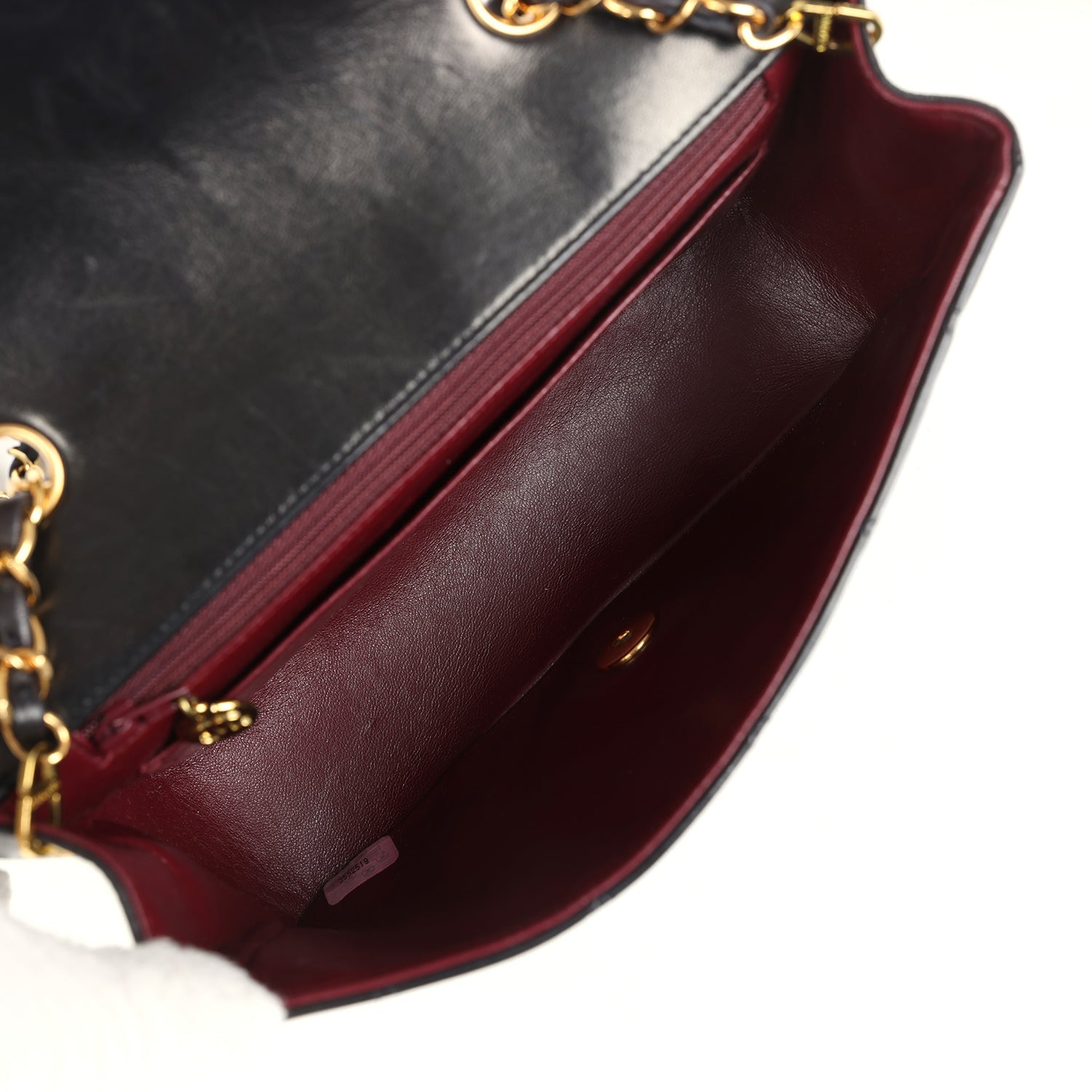 Chanel Vintage Small Diana Flap Bag Black Lambskin Gold Hardware