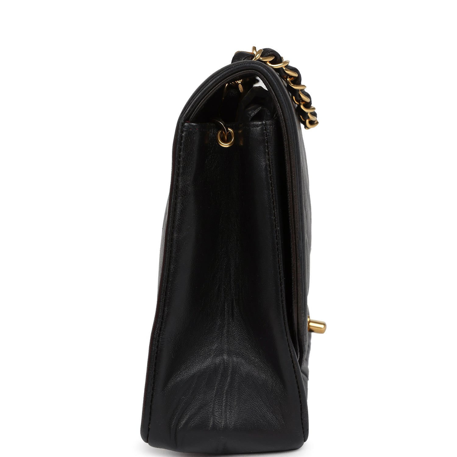 Chanel Vintage Medium Diana Flap Bag Black Lambskin Gold Hardware