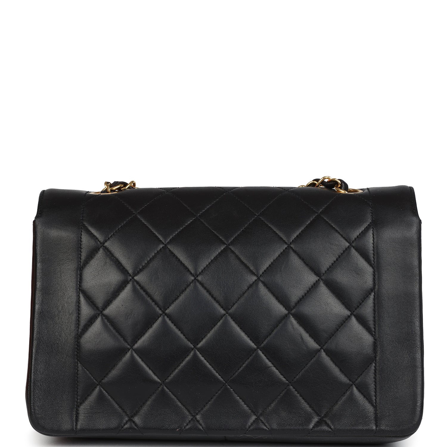 Chanel Vintage Medium Diana Flap Bag Black Lambskin Gold Hardware