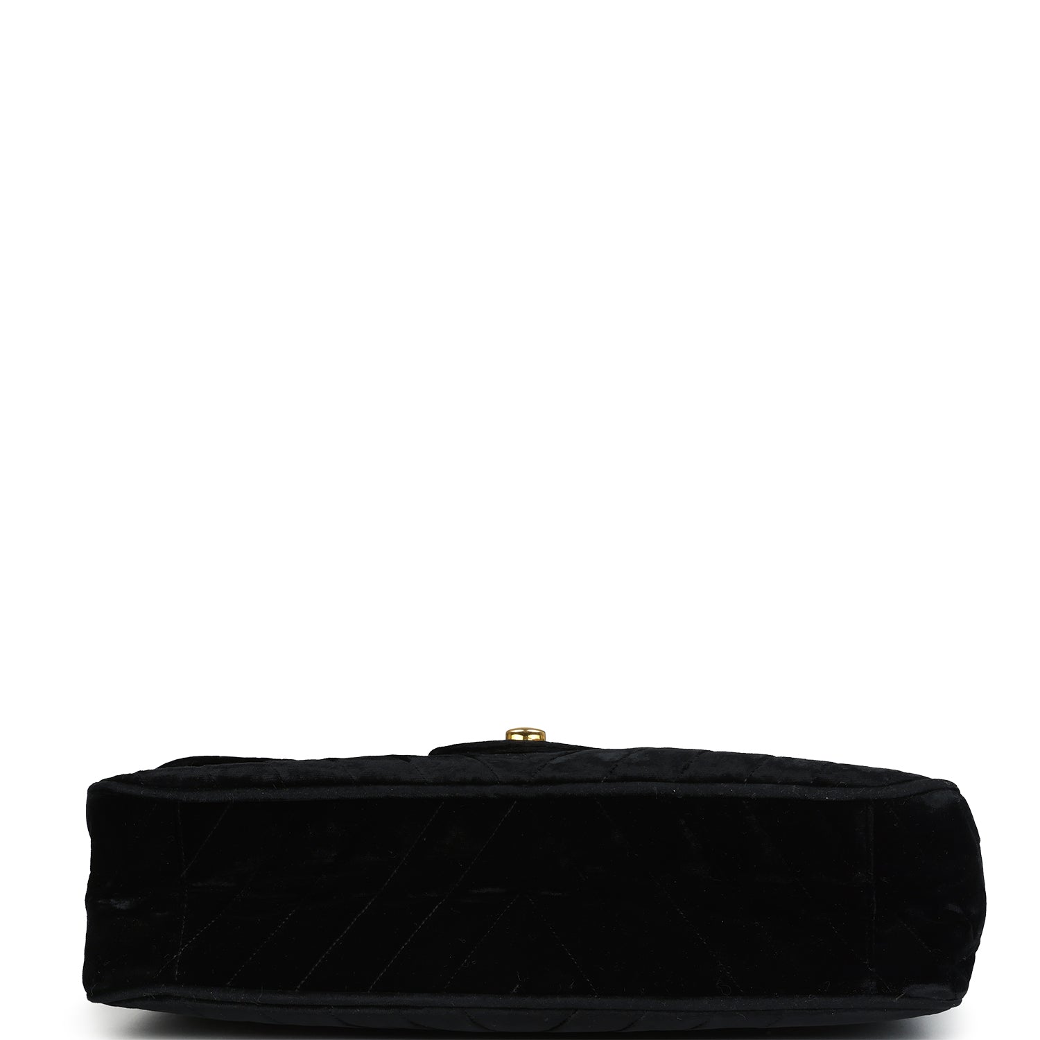 Chanel Vintage XL Chevron Single Flap Bag Black Velvet Gold Hardware