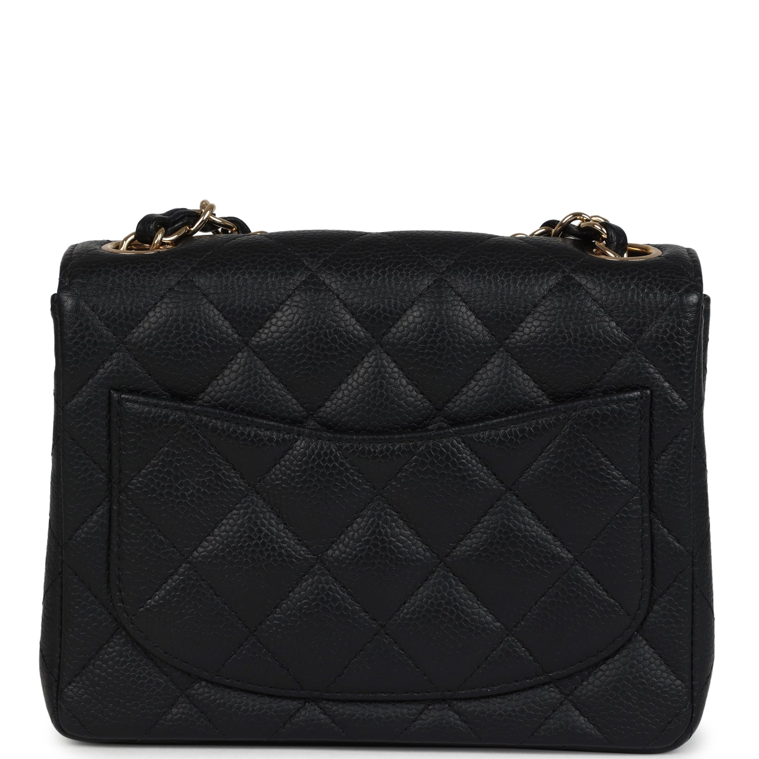 Chanel Vintage Mini Square Half Flap Bag Black Caviar Gold Hardware
