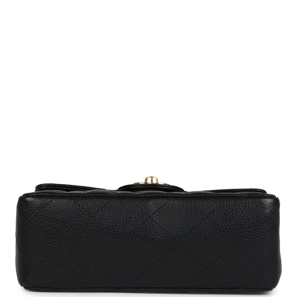 Chanel Vintage Mini Square Half Flap Bag Black Caviar Gold Hardware
