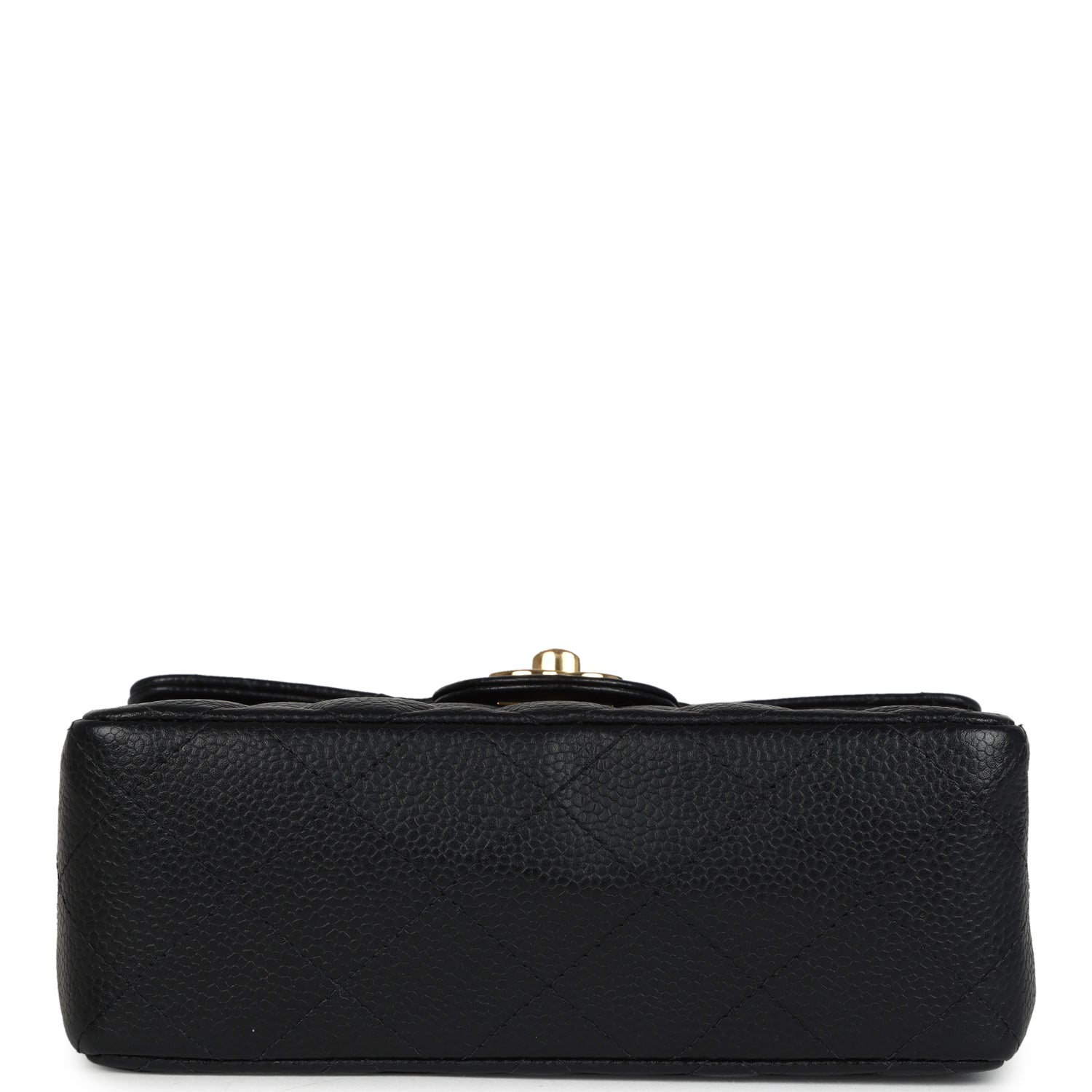 Chanel Vintage Mini Square Half Flap Bag Black Caviar Gold Hardware