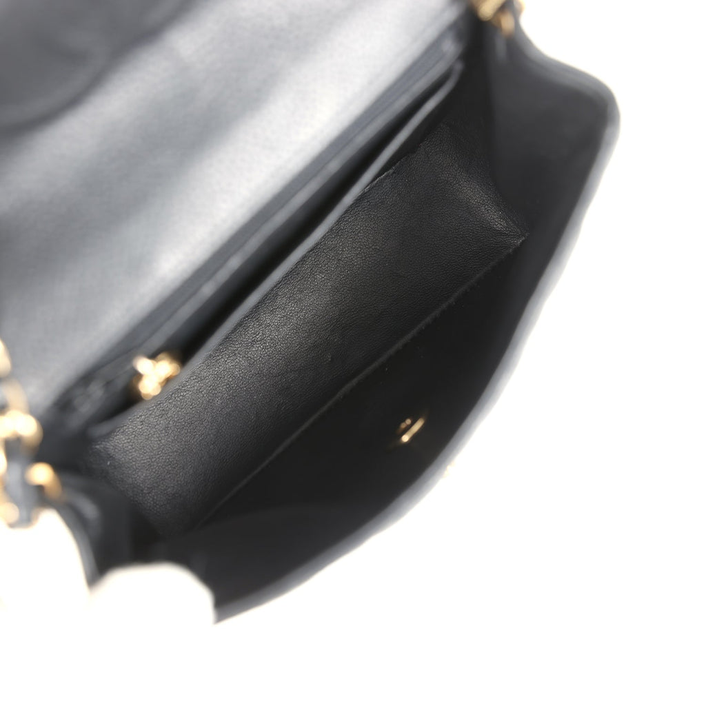 Chanel Vintage Mini Square Half Flap Bag Black Caviar Gold Hardware