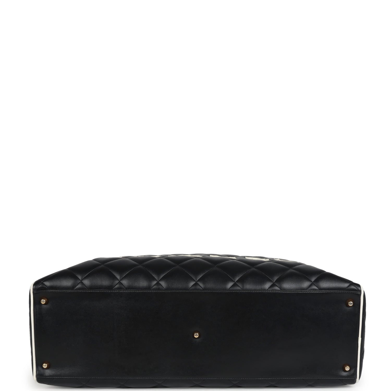 Chanel Vintage Large Logo Boston Bag Black and White Calfskin Gold Hardware