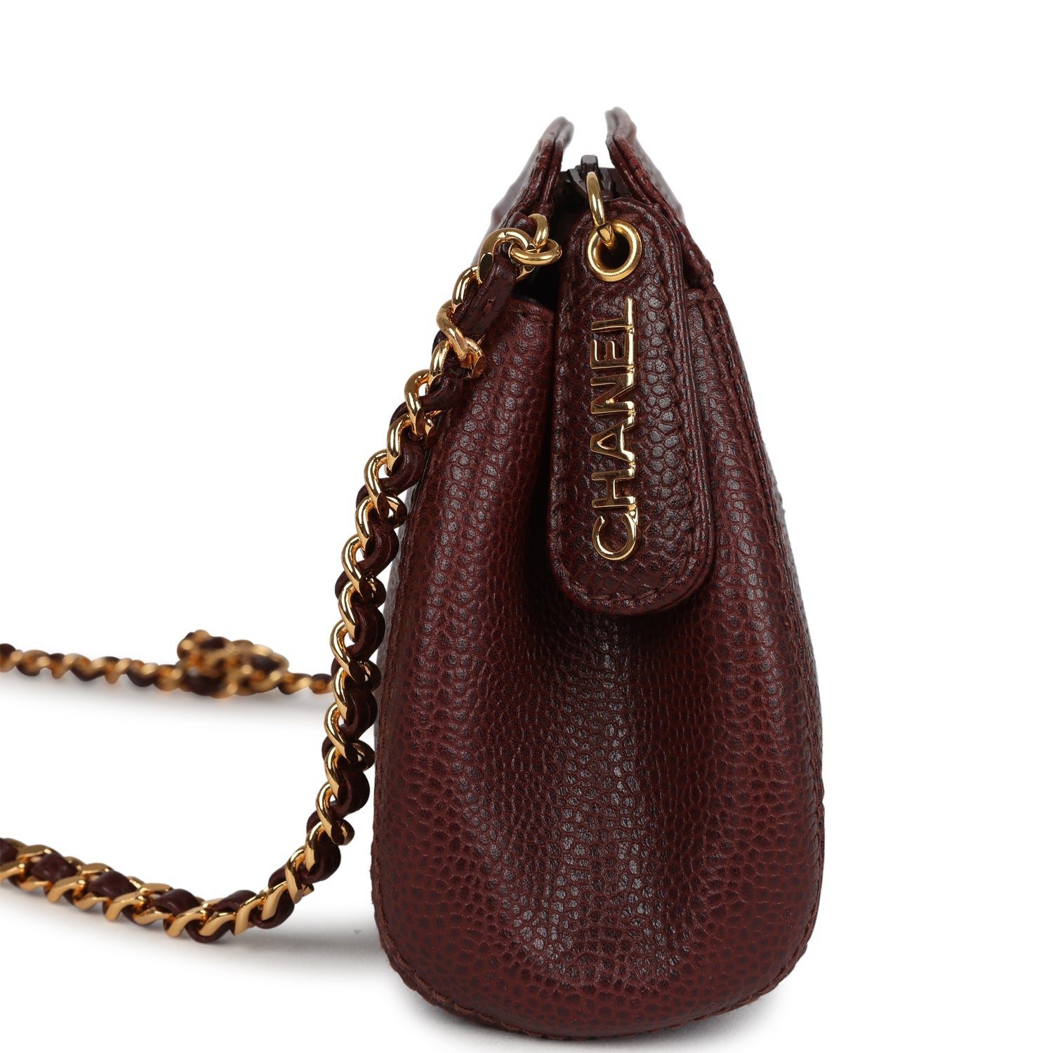 Chanel Vintage CC Shoulder Bag Brown Caviar Gold Hardware