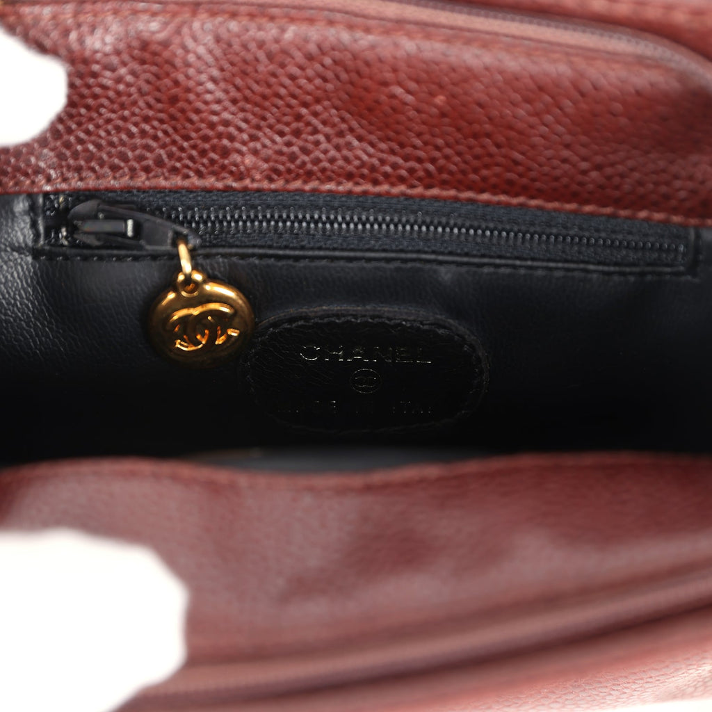 Chanel Vintage CC Shoulder Bag Brown Caviar Gold Hardware