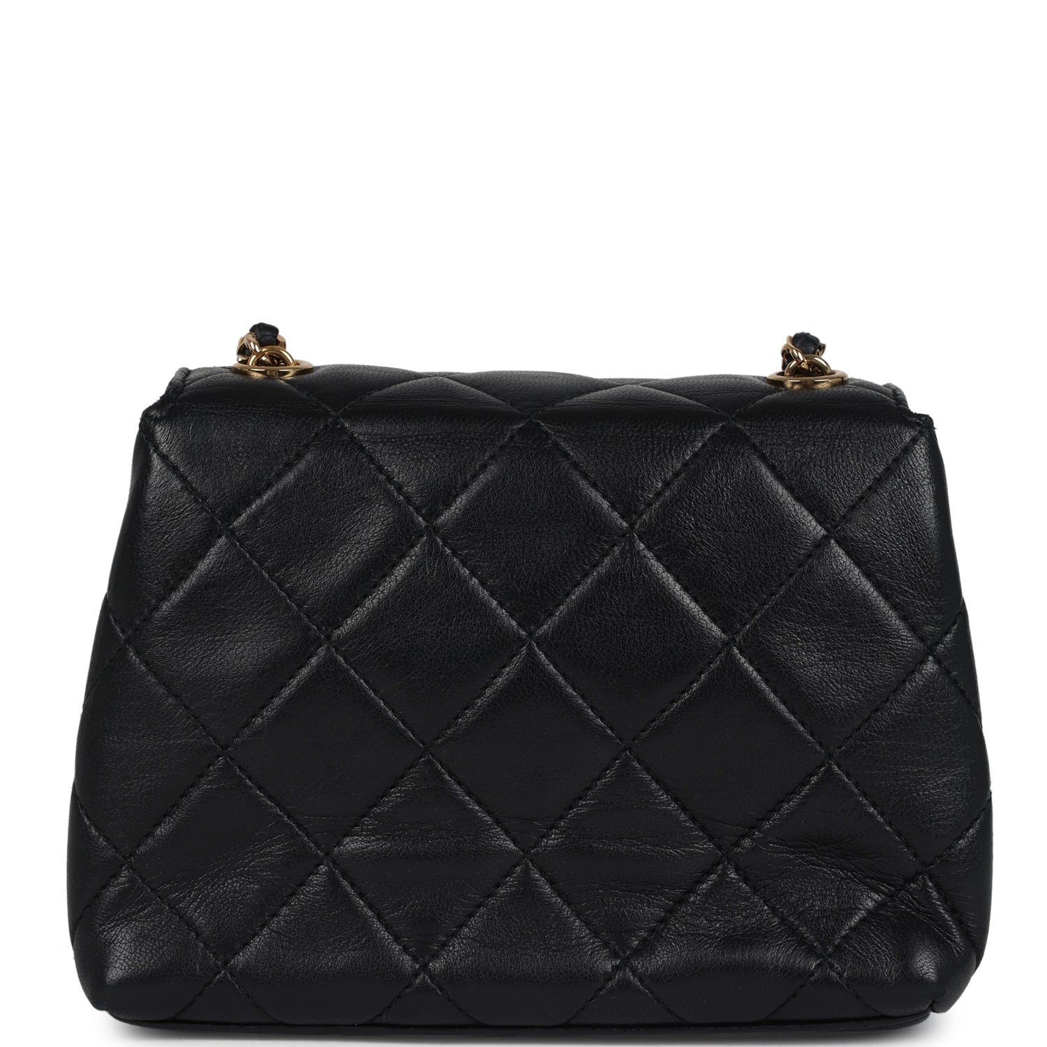 Chanel Vintage Mini Camellia Flap Bag Black Lambskin Gold Hardware