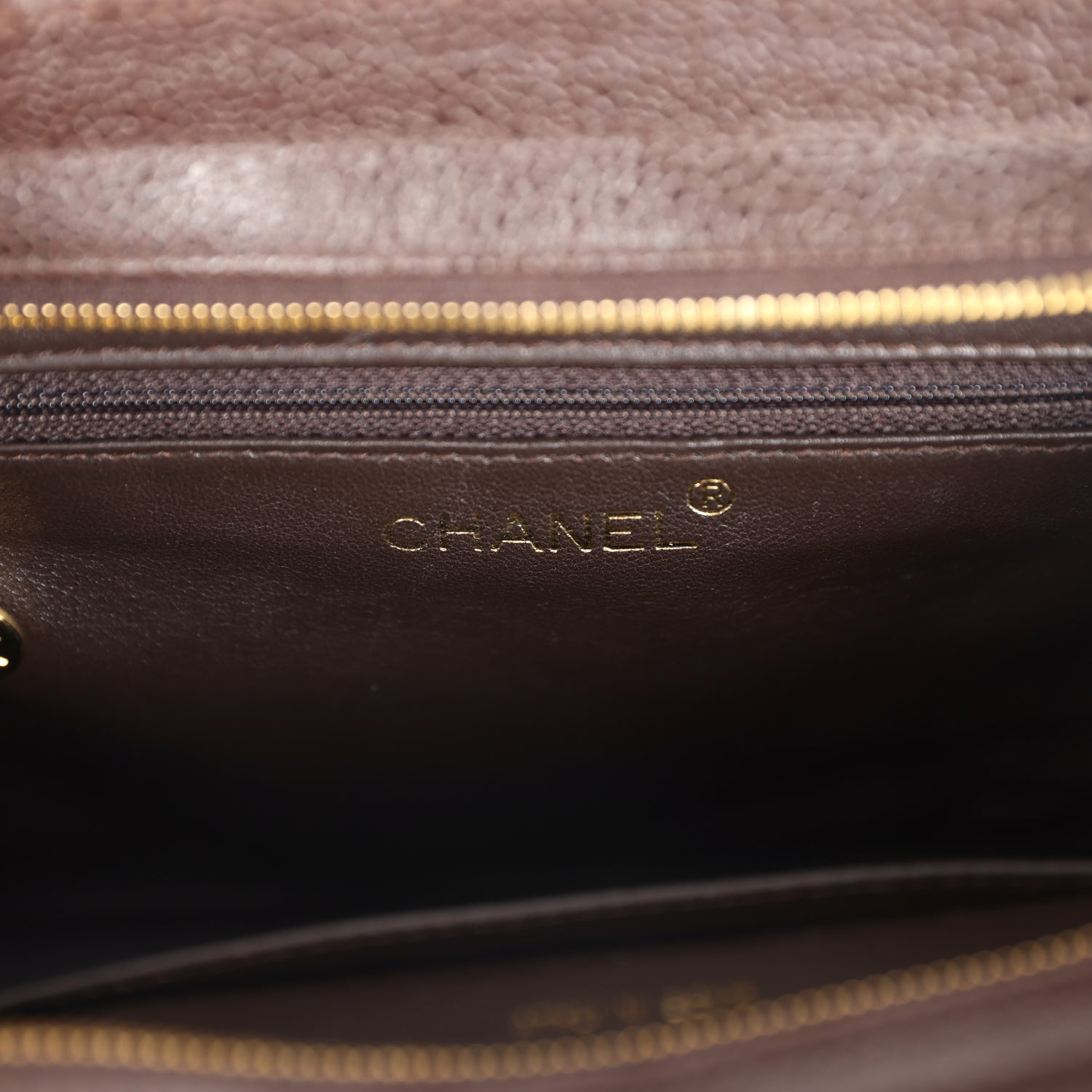 Chanel Vintage Mini Shopper Shoulder Bag Brown Caviar Gold Hardware