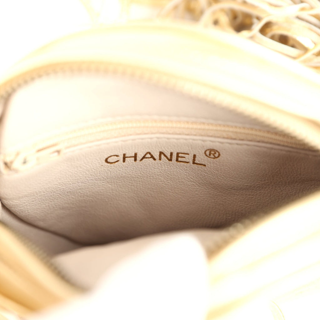 Chanel Vintage Mini CC Round Crossbody Bag Gold Lambskin Gold Hardware