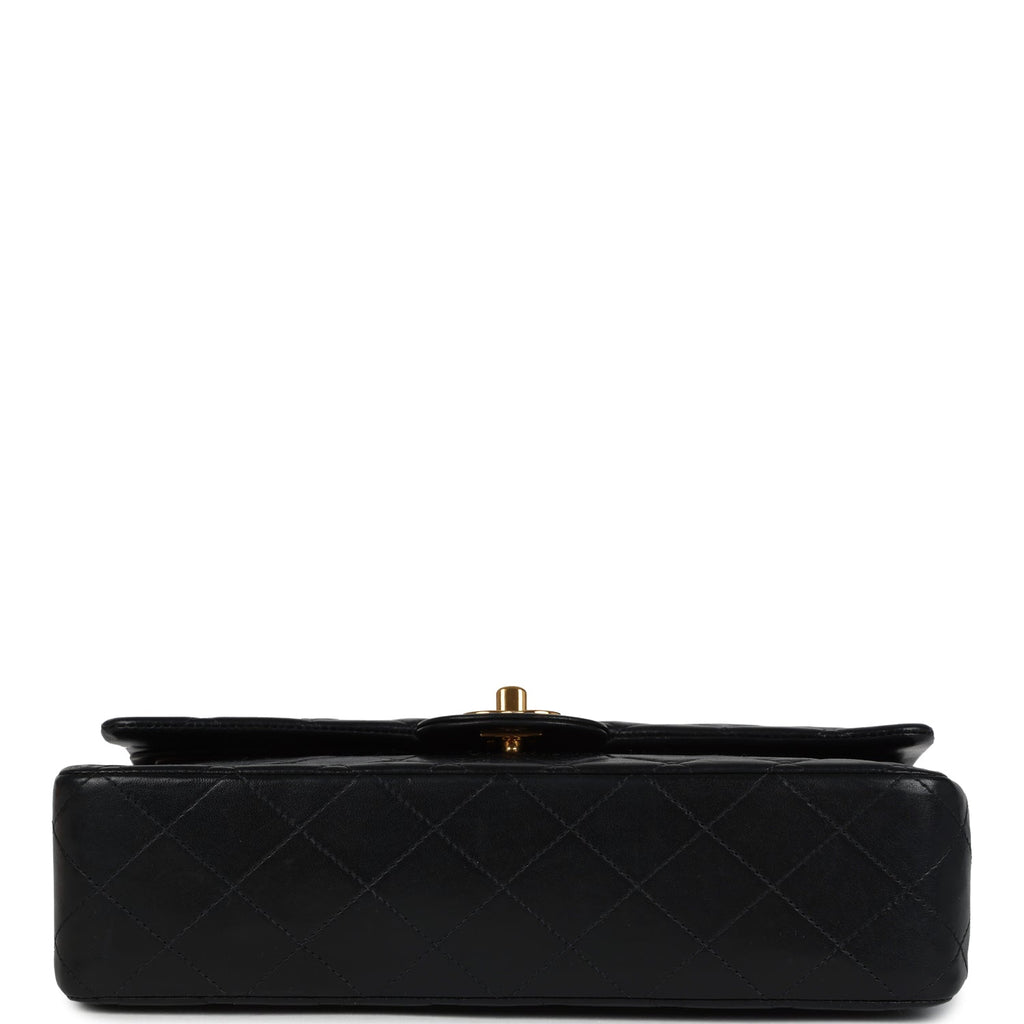 Chanel Vintage Medium Classic Double Flap Bag Black Lambskin Gold Hardware