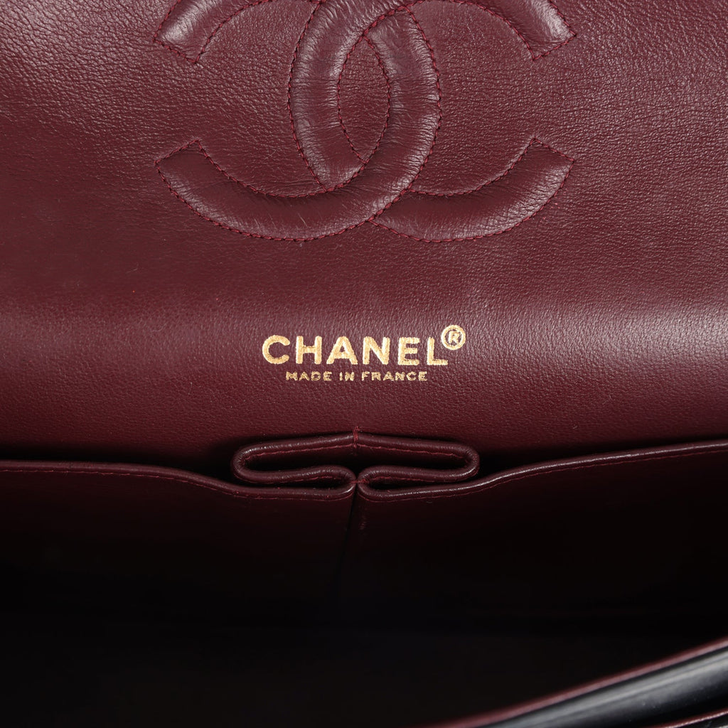 Chanel Vintage Medium Classic Double Flap Bag Black Lambskin Gold Hardware