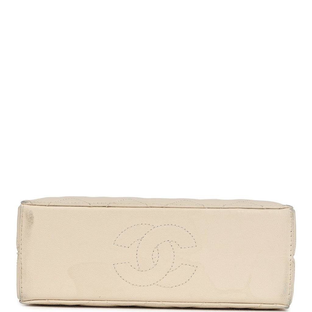 Chanel Vintage Box Clutch Bag Beige Lambskin Gold Hardware