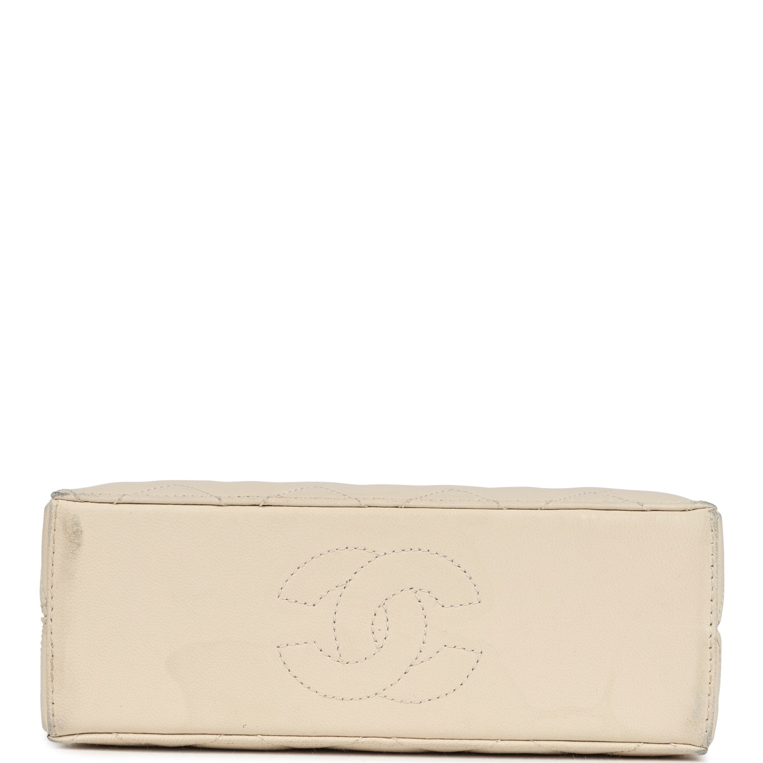 Chanel Vintage Box Clutch Bag Beige Lambskin Gold Hardware